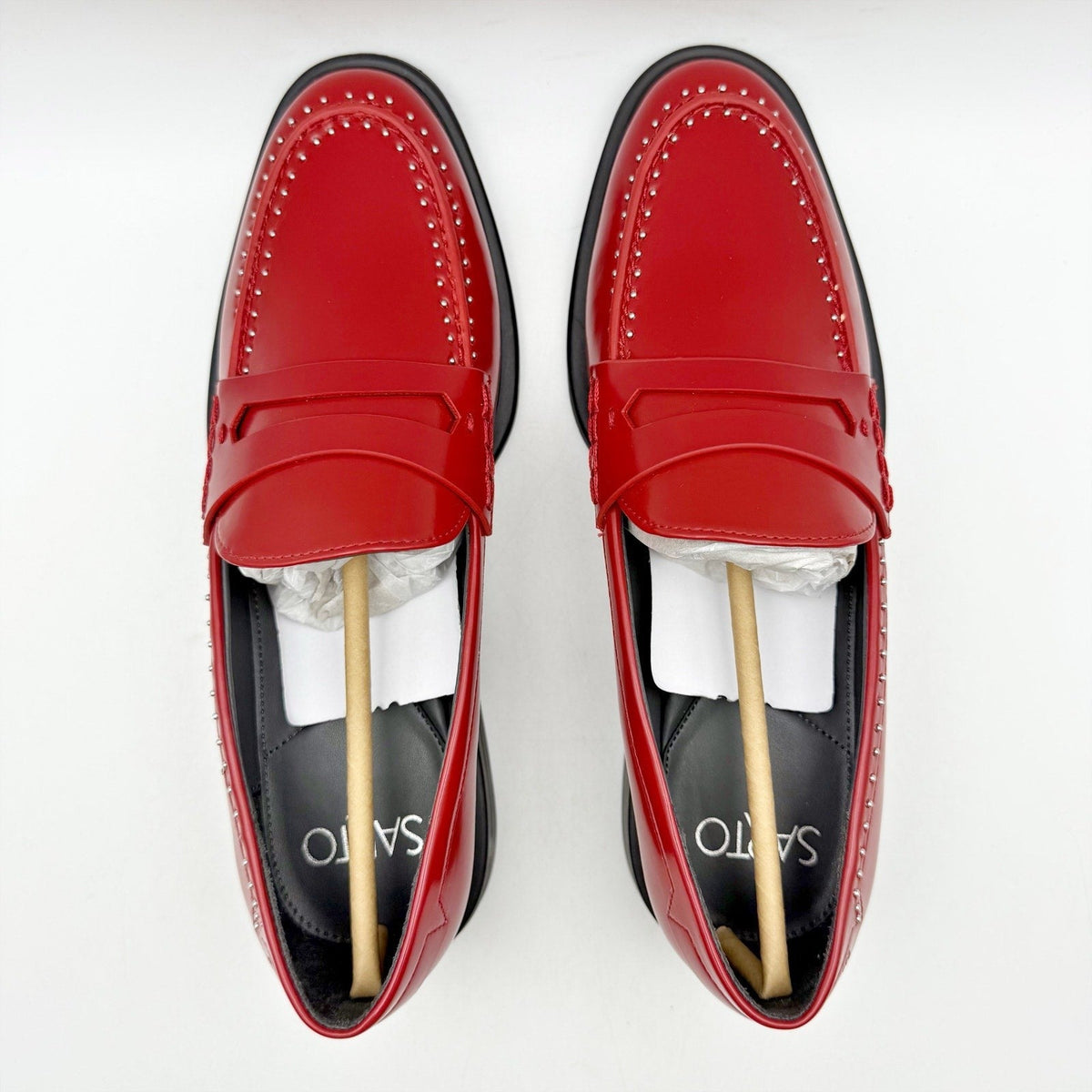 Franco Sarto Womens Eden Studded Loafers US 9 M EU 40 Red Slip On NWOB
