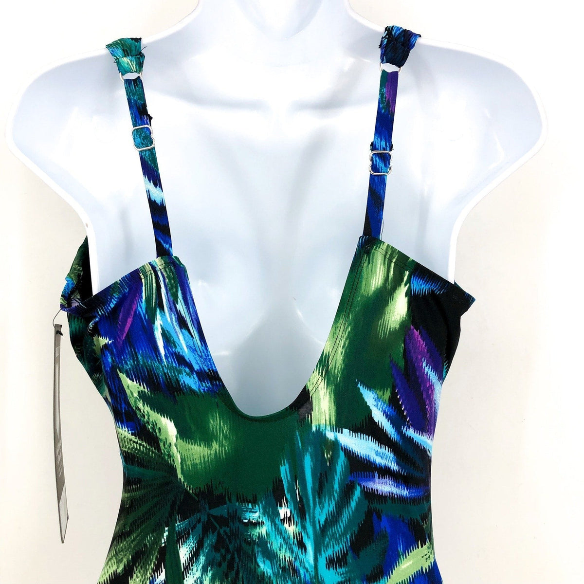 MIRACLESUIT Women's Siren One Piece Swimsuit Size 12 Useppa Blue Black NWT