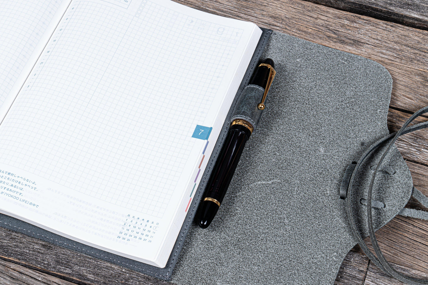 Refillable Leather Wrap Journal / Planner Cover - Crazy Horse Smoky