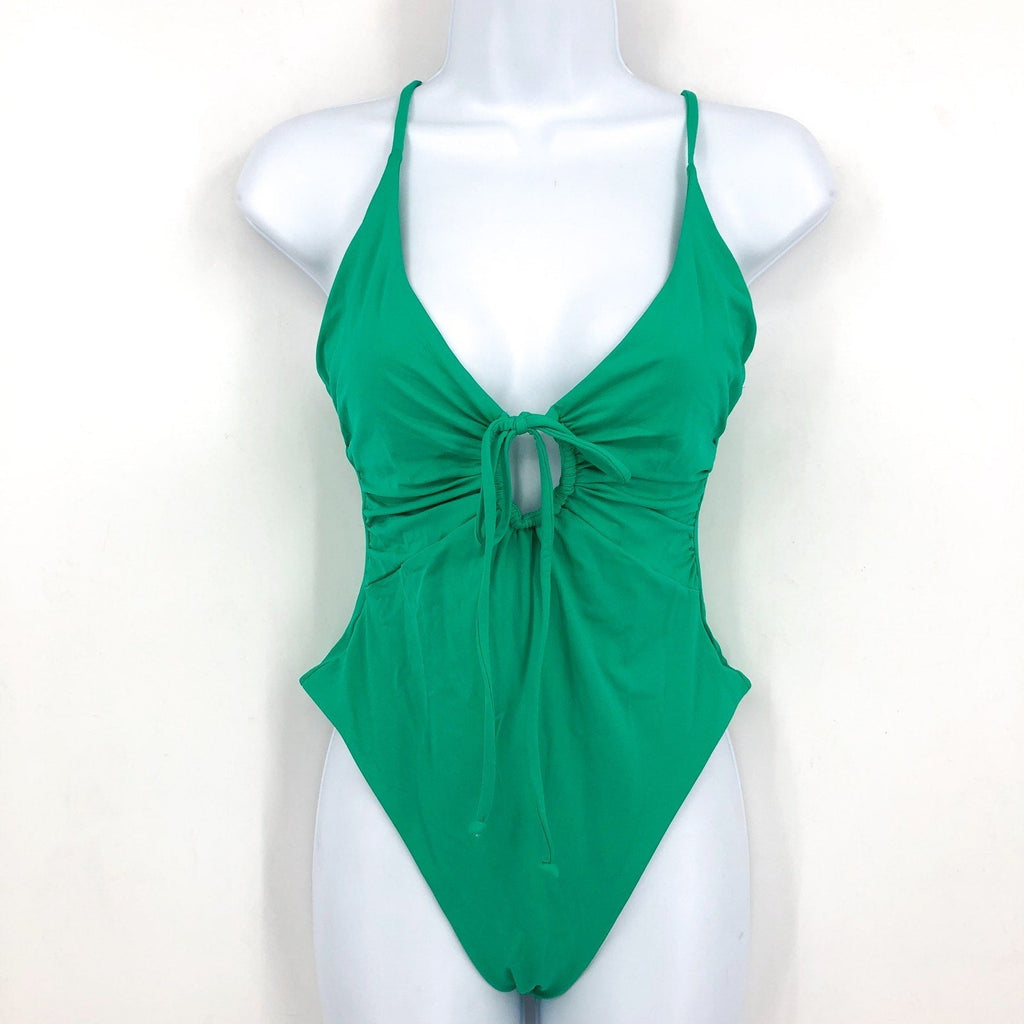 L*SPACE Women's Piper Classic One Piece Swimsuit Medium Jade Green Keyhole NWT