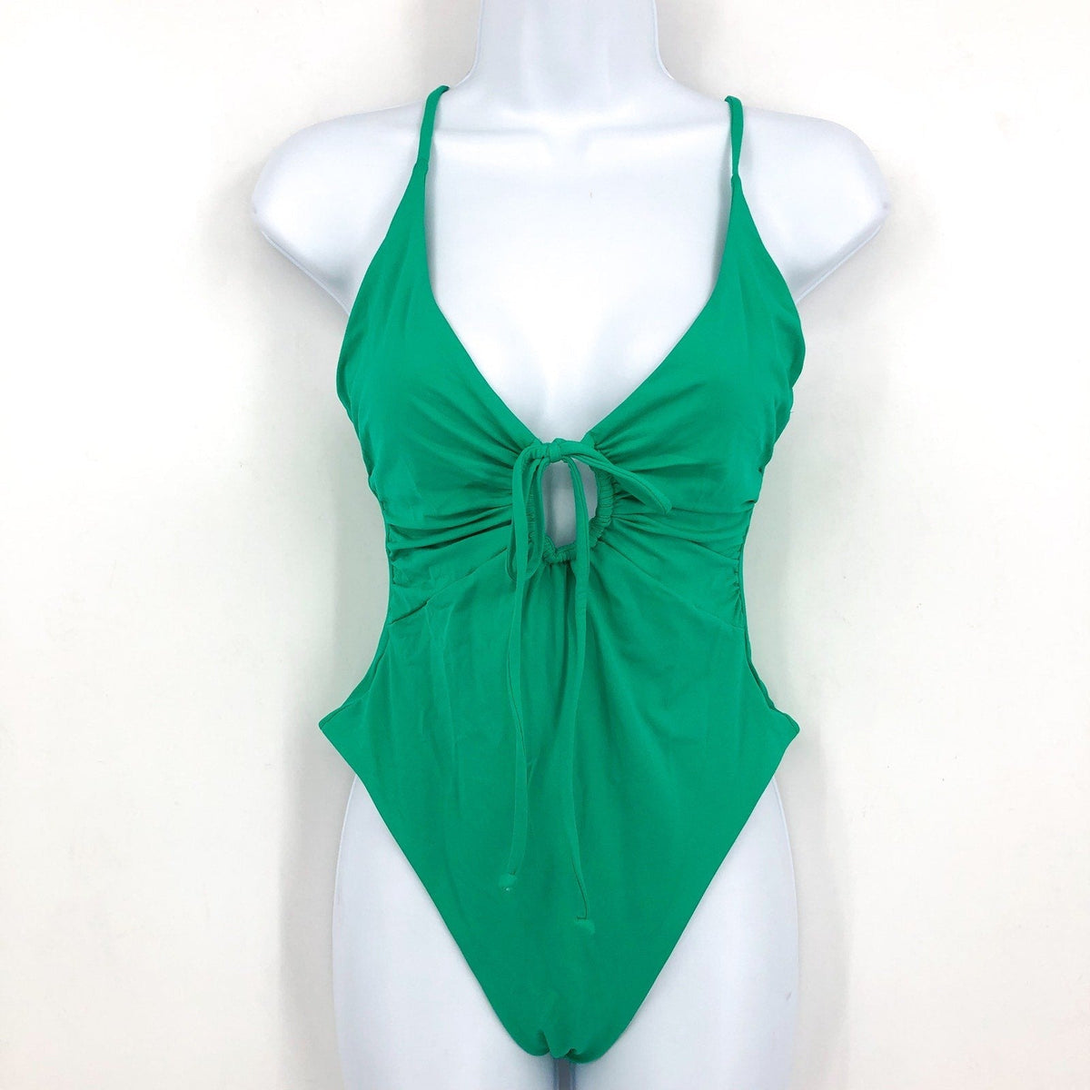 L*SPACE Women's Piper Classic One Piece Swimsuit Medium Jade Green Keyhole NWT