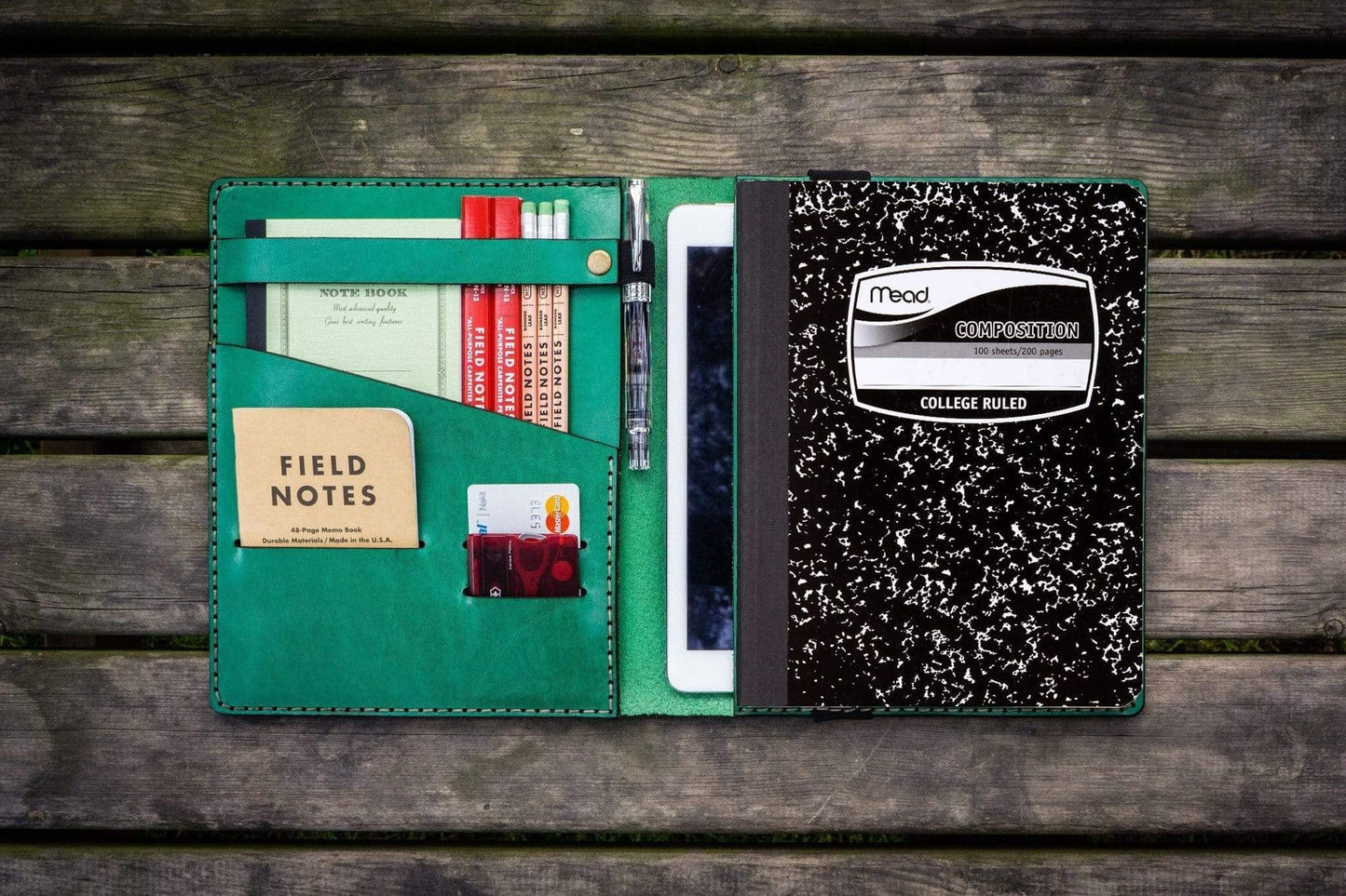 Composition Notebook Cover With iPad Air/Pro Pocket - Green