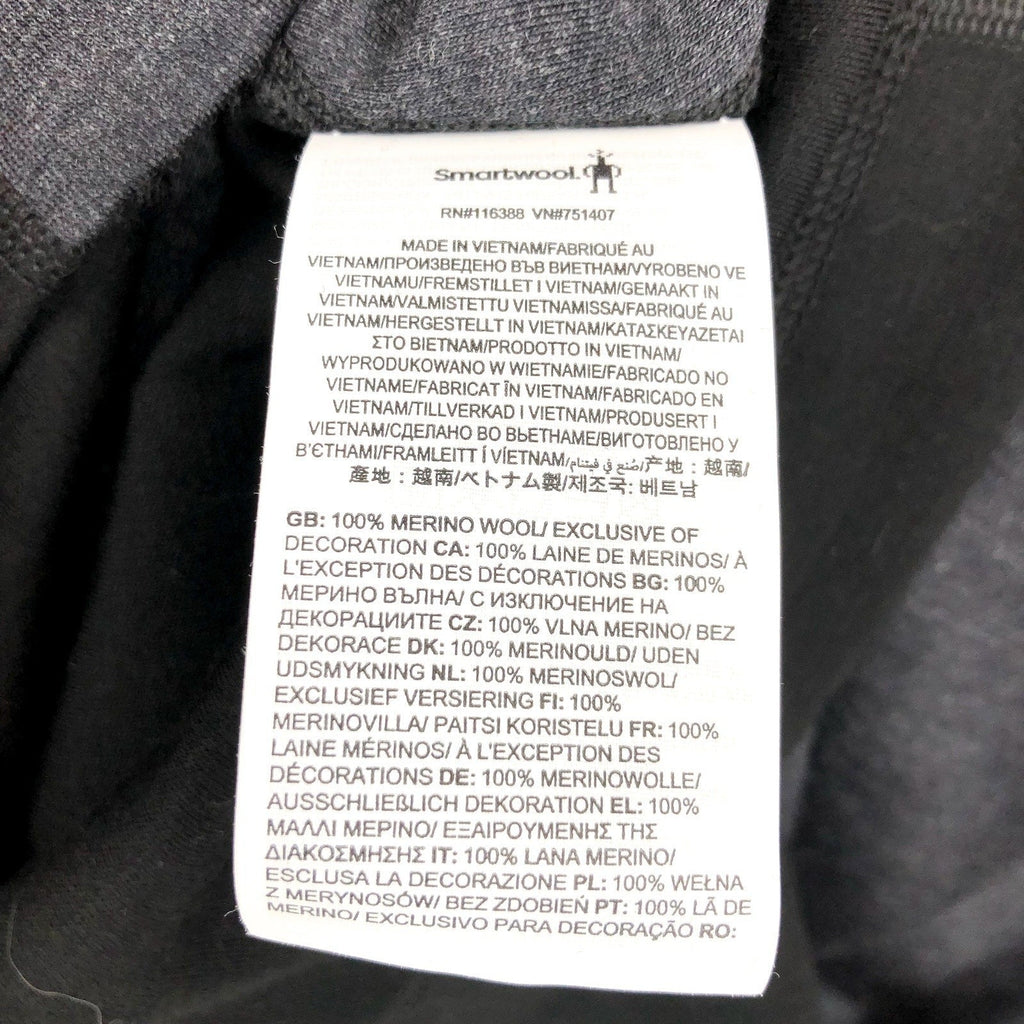 SMARTWOOL Womens Thermal Merino Base Layer 1/2 Zip Hoodie Large Black Gray NWT