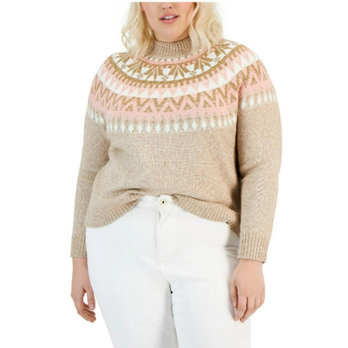 TOMMY HILFIGER Half Snowflake Pullover Sweater 2X Beige Fairisle NWT