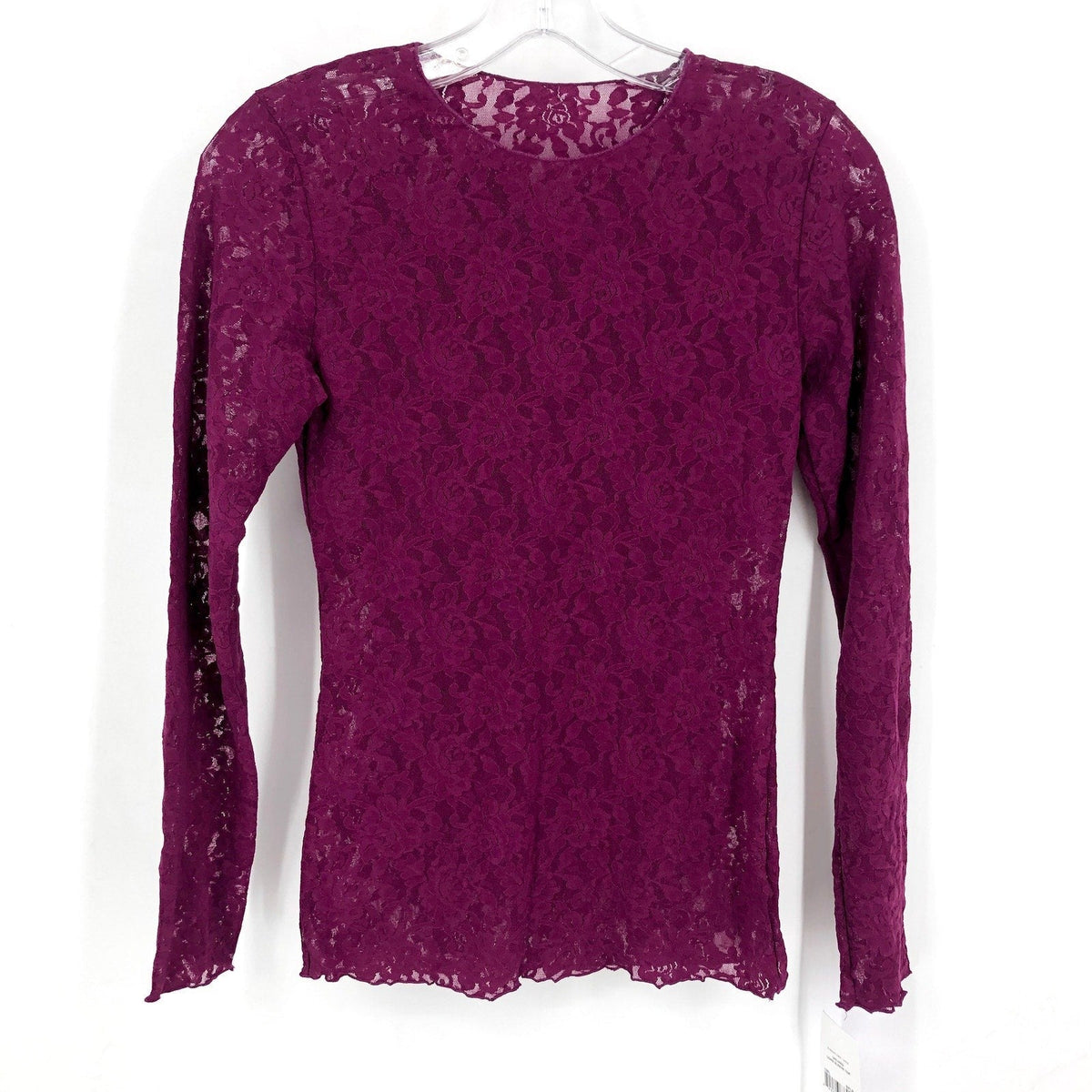 HANKY PANKY Women's Signature Lace Top Small Sugar Plum Unlined Long Sleeve NWT