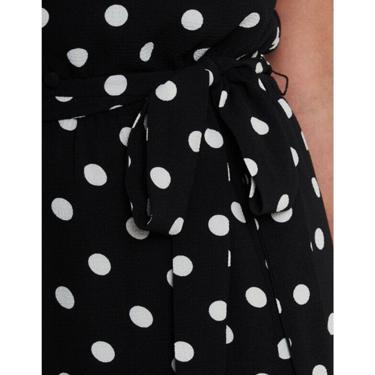 CECE Womens Polka Dot Midi Dress Size 12 Black White Tie Waist Button Front NWT