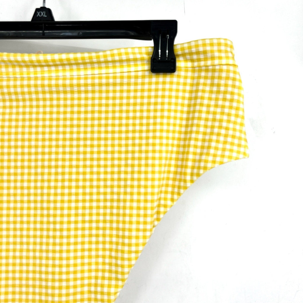 MADEWELL Prawn High-rise Bikini Bottom XL Yellow Chamomile Tea Seersucker NWT