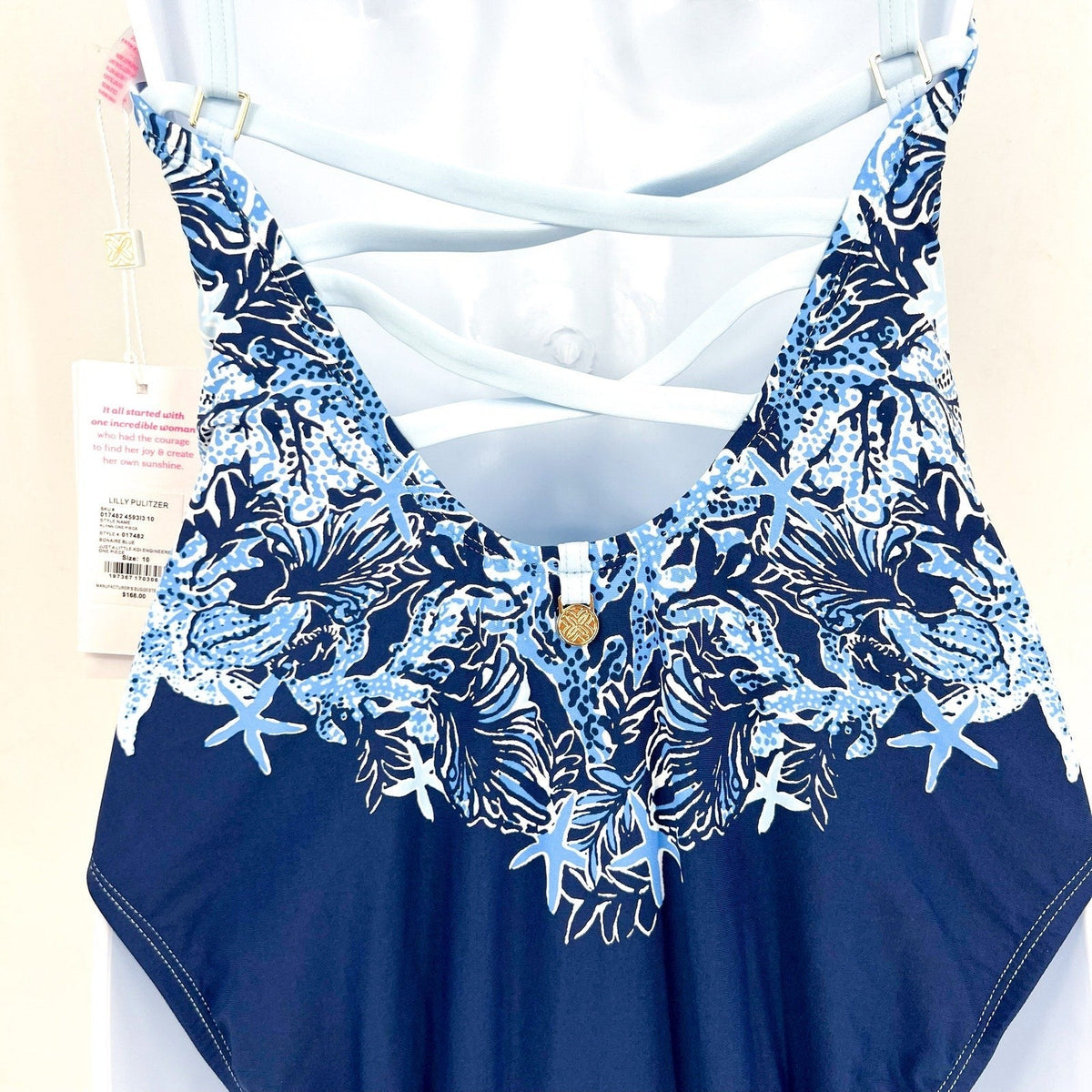 LILLY PULITZER Klynn One-Piece Swimsuit US 10 Bonaire Blue Just a Little Koi NWT