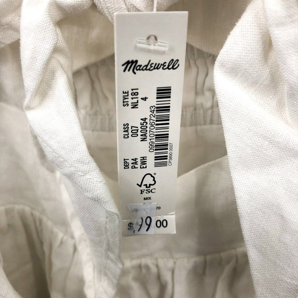 MADEWELL Sweetheart Midi Tank Dress Size 4 White Double-Tie Cutout NL181 NWT