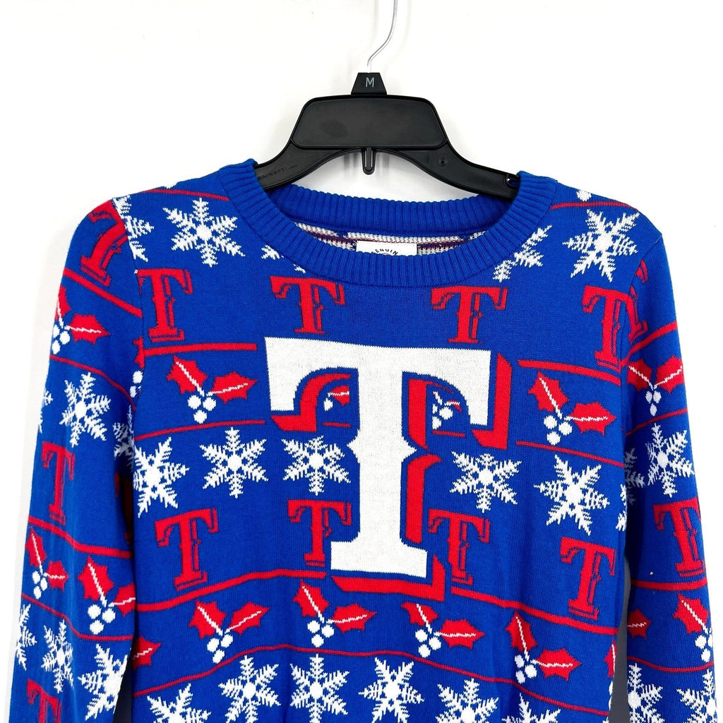 MLB GENUINE MERCHANDISE Texas Rangers T Snowflakes Sweater Small Royal Blue NWT