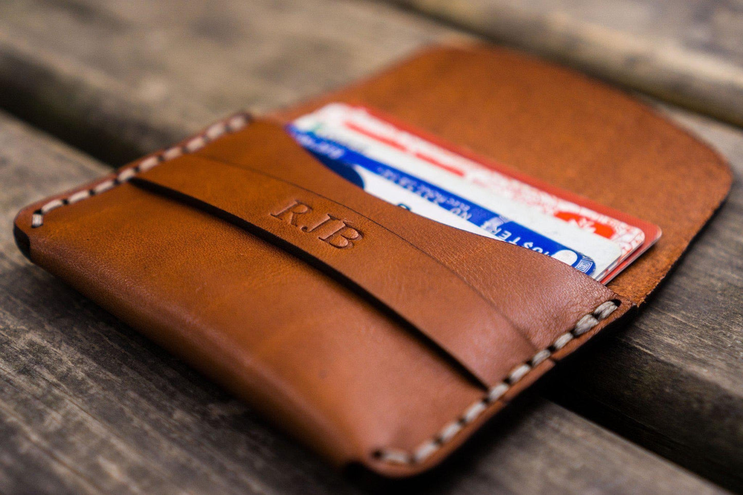 No.36 Personalized Basic Flap Handmade Leather Wallet - Brown
