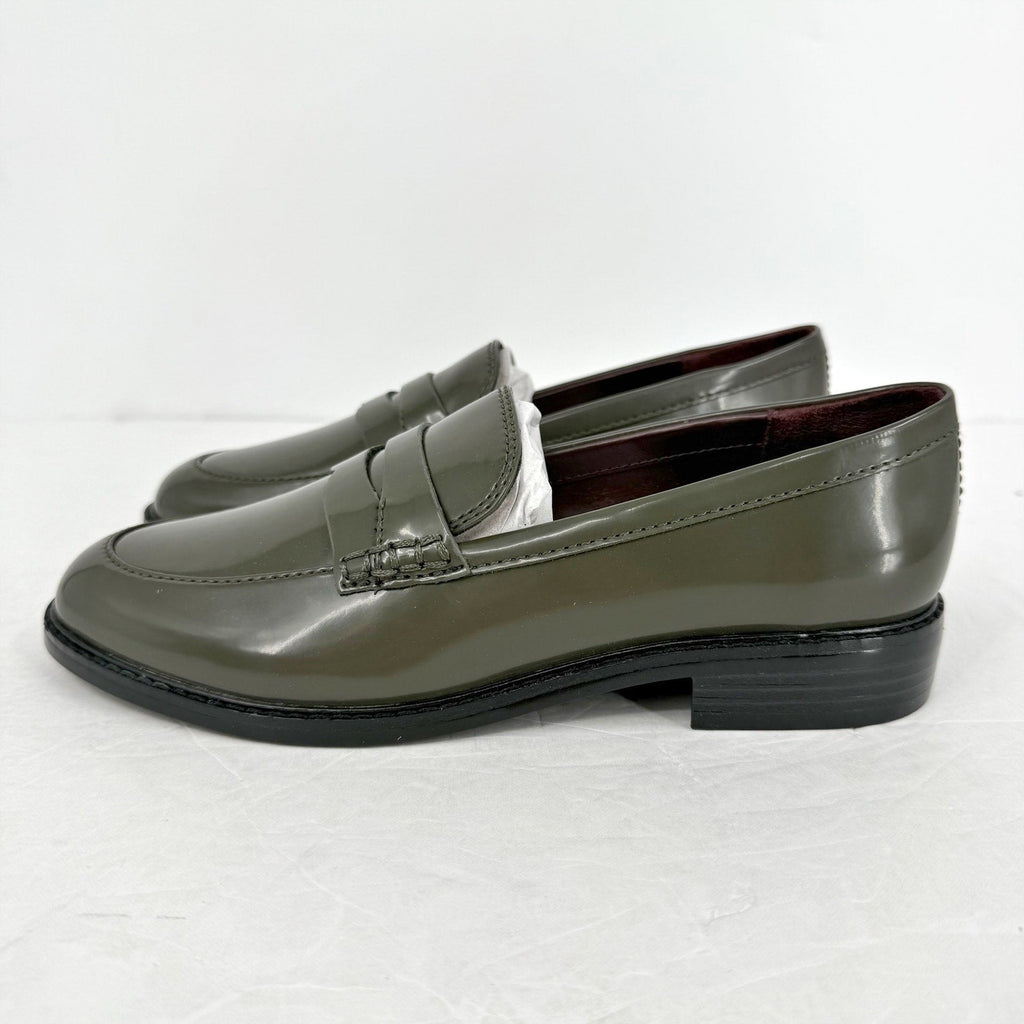 Franco Sarto Womens Alora Penny Loafers Size 6.5 M Green Vegan Patent NIB