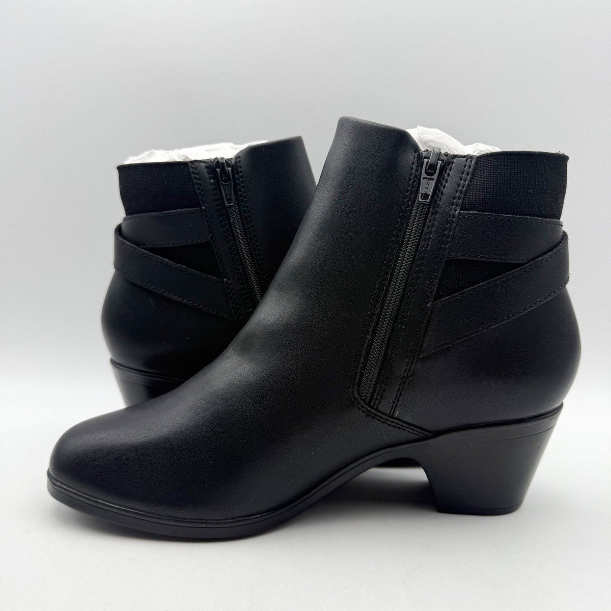 Clarks Womens Emily2 Lux Ankle Boots Size 8.5 EU 39.5 Black Leather Booties NIB