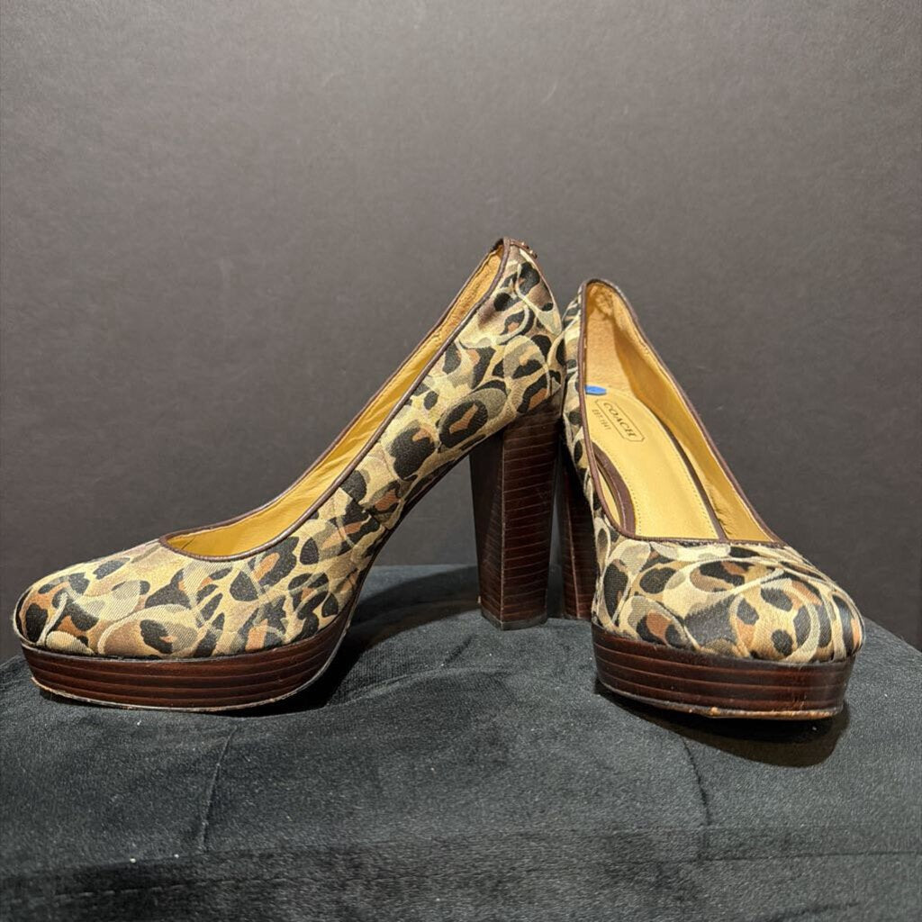 Coach Leather Monogram Heels SHOES 7.5