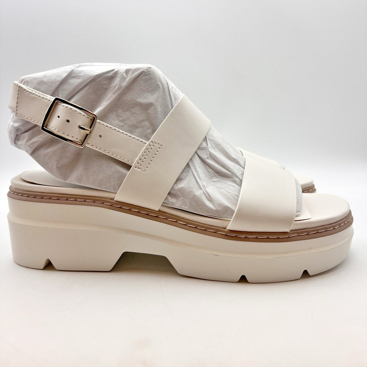 Naturalizer Womens Darry-Sling Sandals Size 8.5 M White Leather Lug Sole NIB