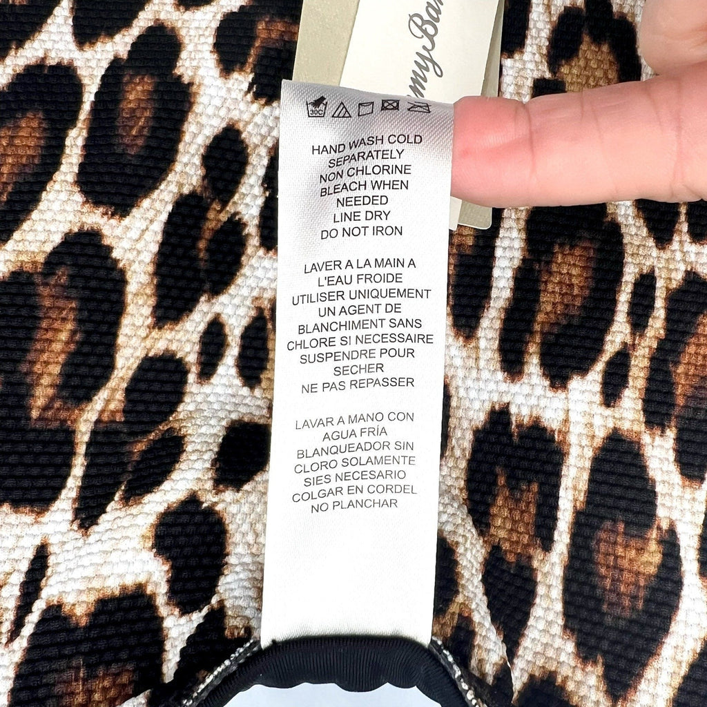 TOMMY BAHAMA Island Cays Leopard One-Piece Swimsuit Size 10 Black Tan NWT