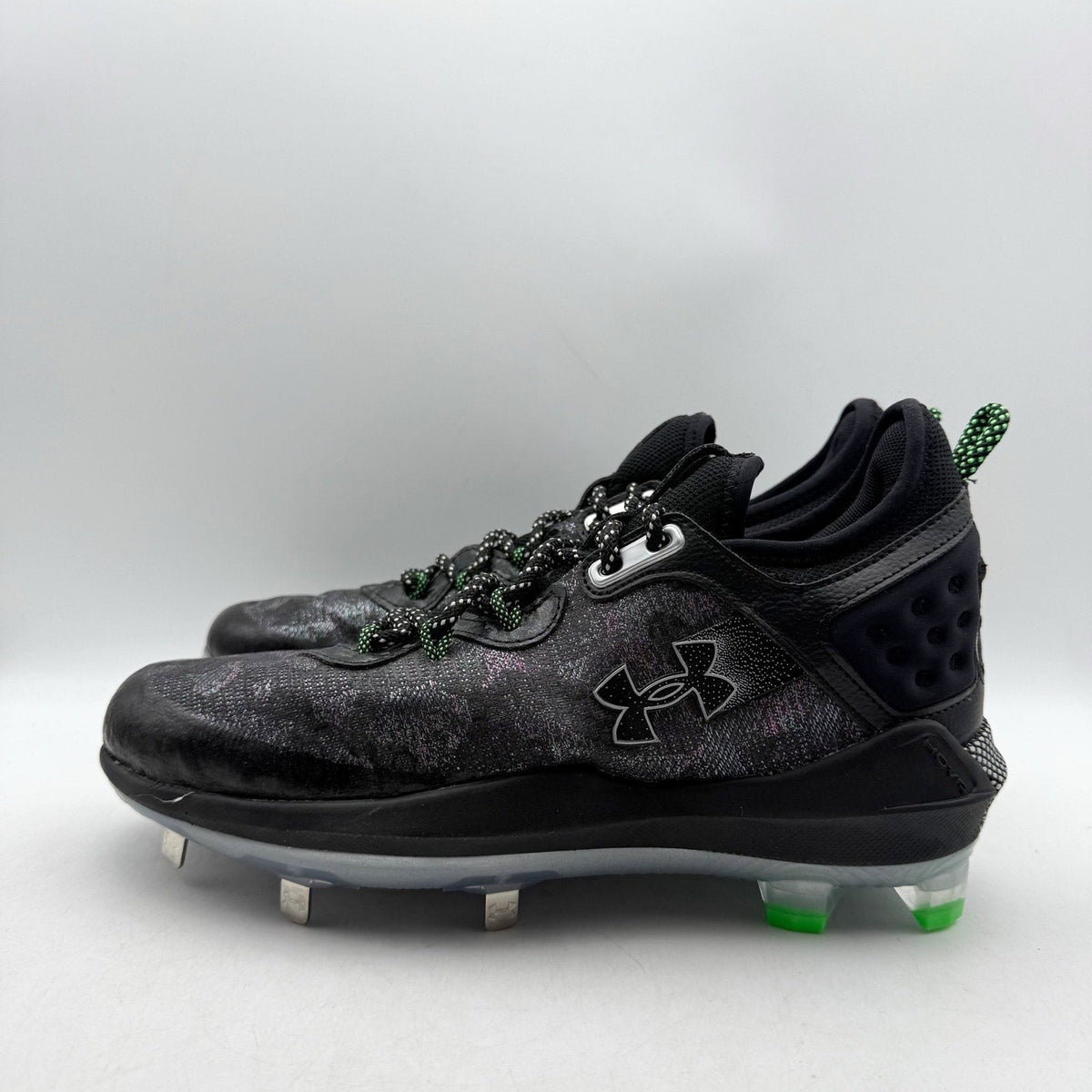 Under Armour Mens Harper 8 Low ST Metal Baseball Cleats Size 12 Black Green NWOB