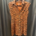 Free People Zebra Print Button Front Sleeveless DRESSES S