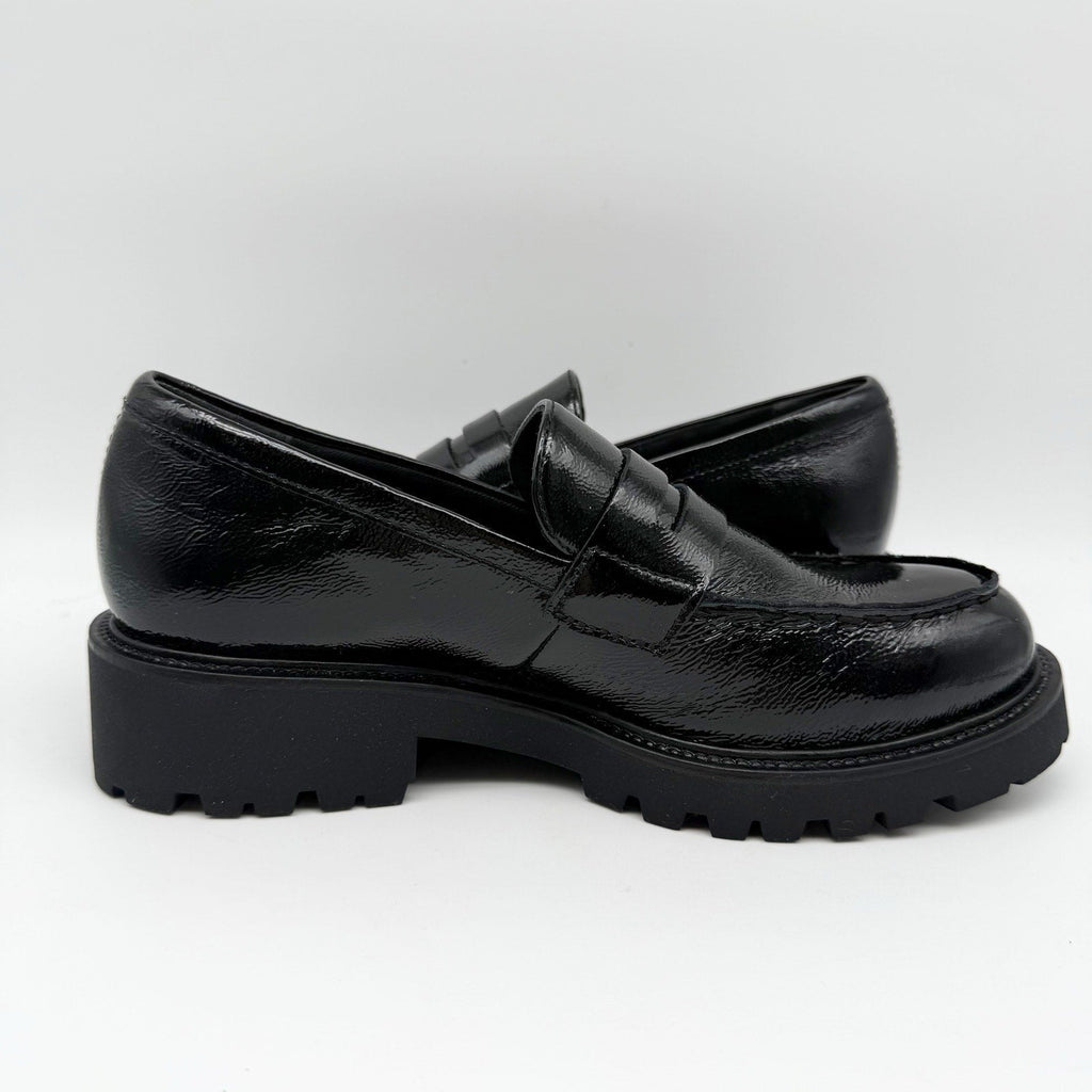 Vagabond Women Kenova Penny Loafers EU 38 US 8 Black Crinkle Leather NIB