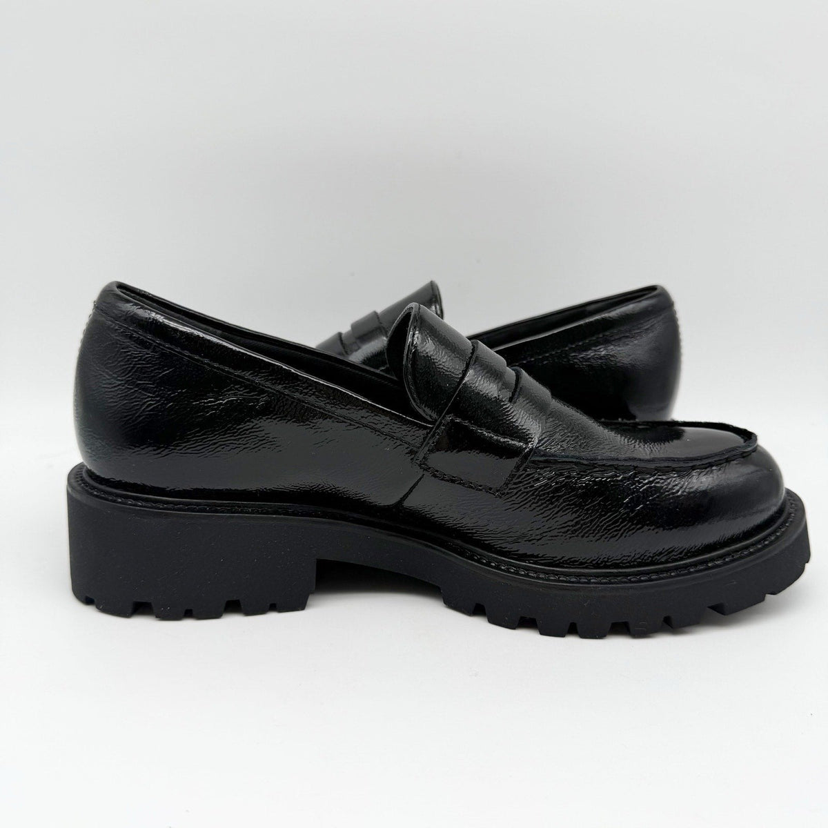 Vagabond Women Kenova Penny Loafers EU 38 US 8 Black Crinkle Leather NIB
