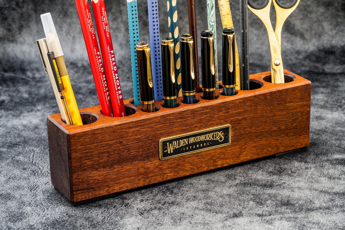 Wood Desk Organizer - Pen and Tool Holder - Mahogany