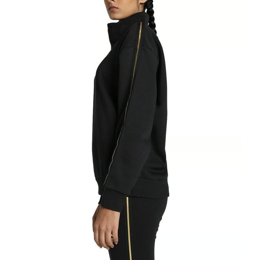 PUMA Women's Half-Zip Sweatshirt Large Black Minimal Gold Pullover NWT
