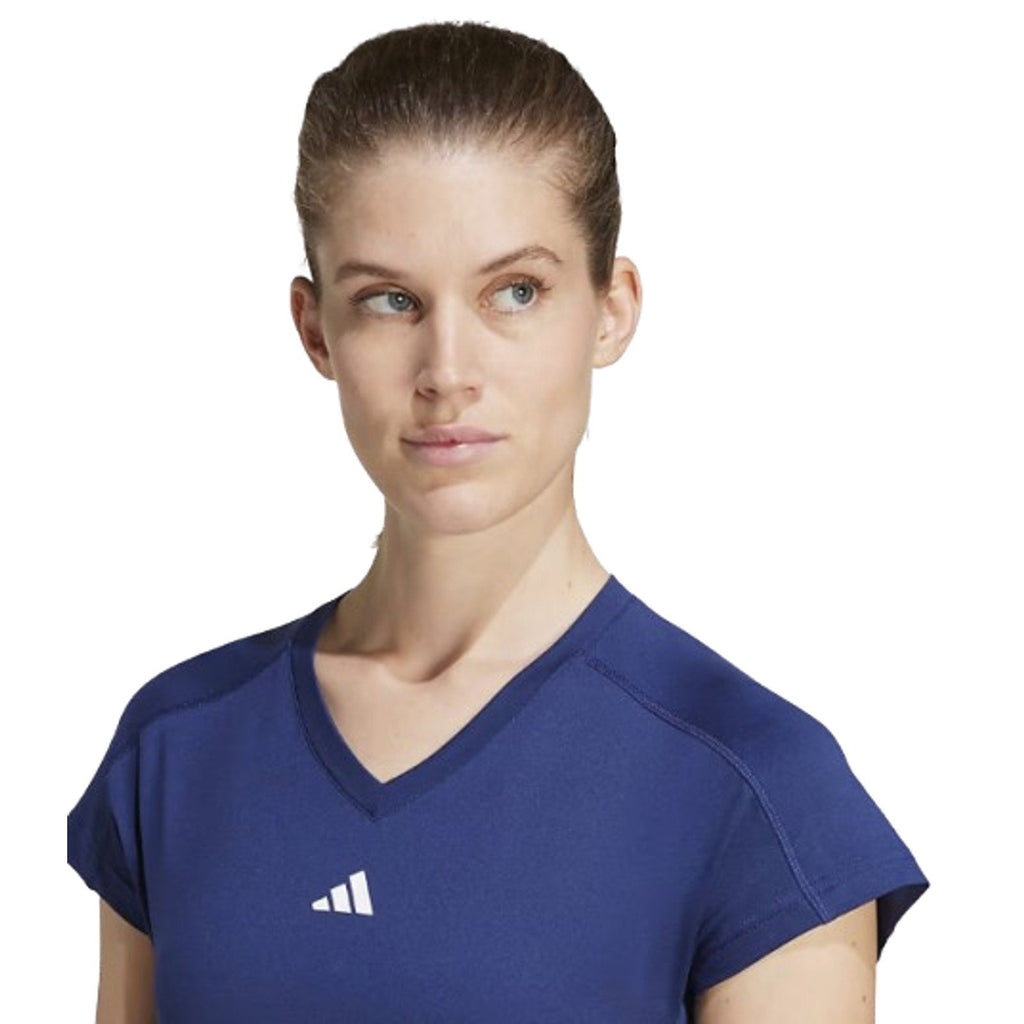 ADIDAS Women's Train Essentials V-Neck Tee Medium Dark Blue Short Sleeve NWT