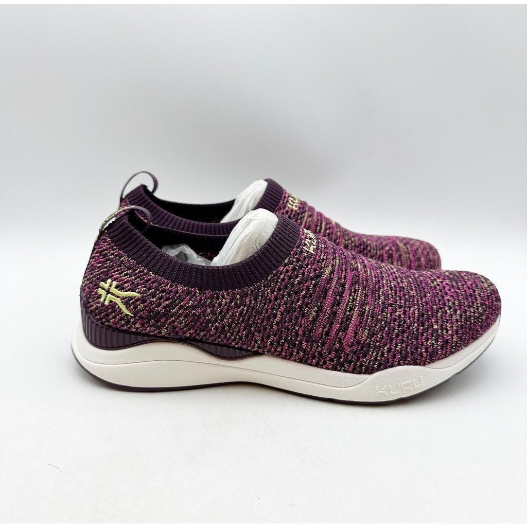 Kuru Womens Stride Casual Sneakers Size 7.5 Plum Purple Knit Slip On NWOB