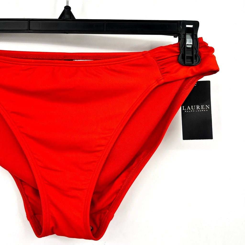 LAUREN RALPH LAUREN Beach Club Hipster Bikini Bottom Size 6 Orange Shirred NWT