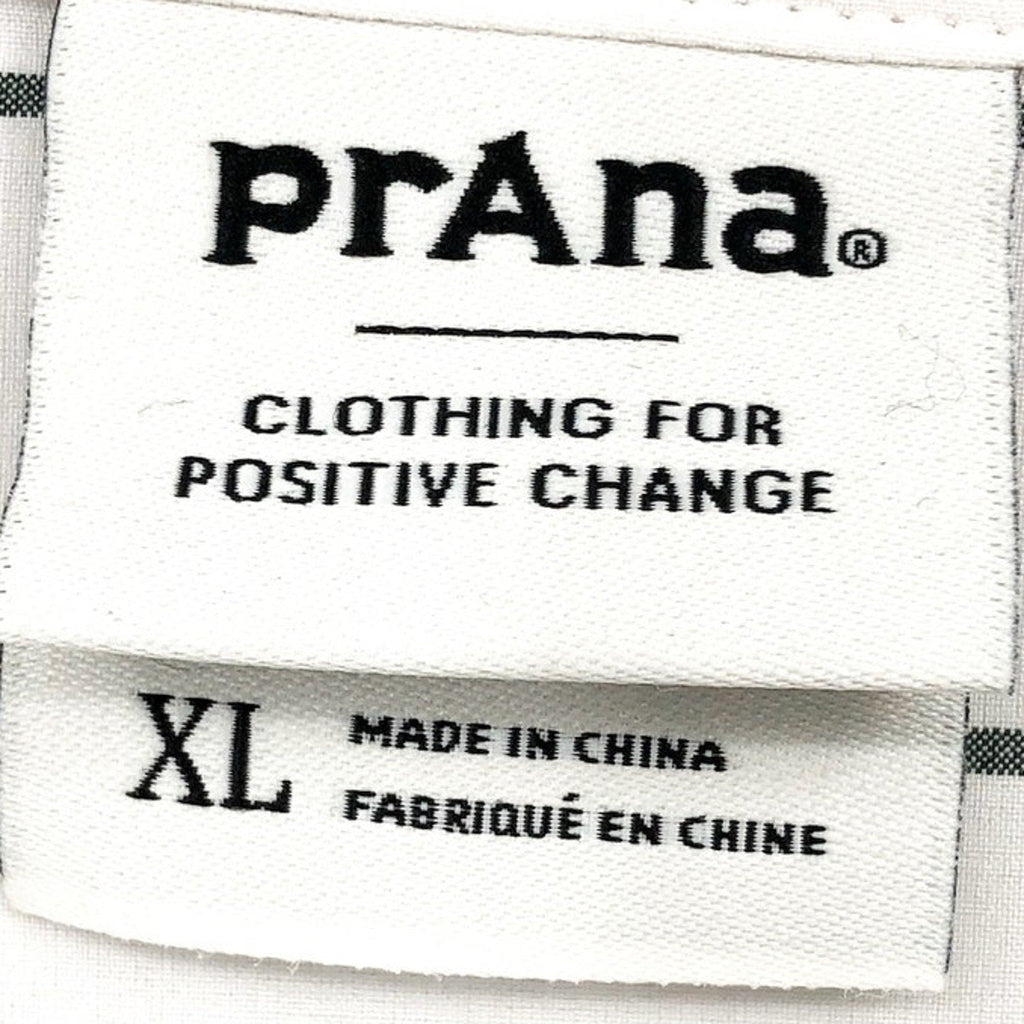 PRANA Womens Railay Tunic Top XL White Stripe Long Sleeve Button Up UPF 50+ NWT