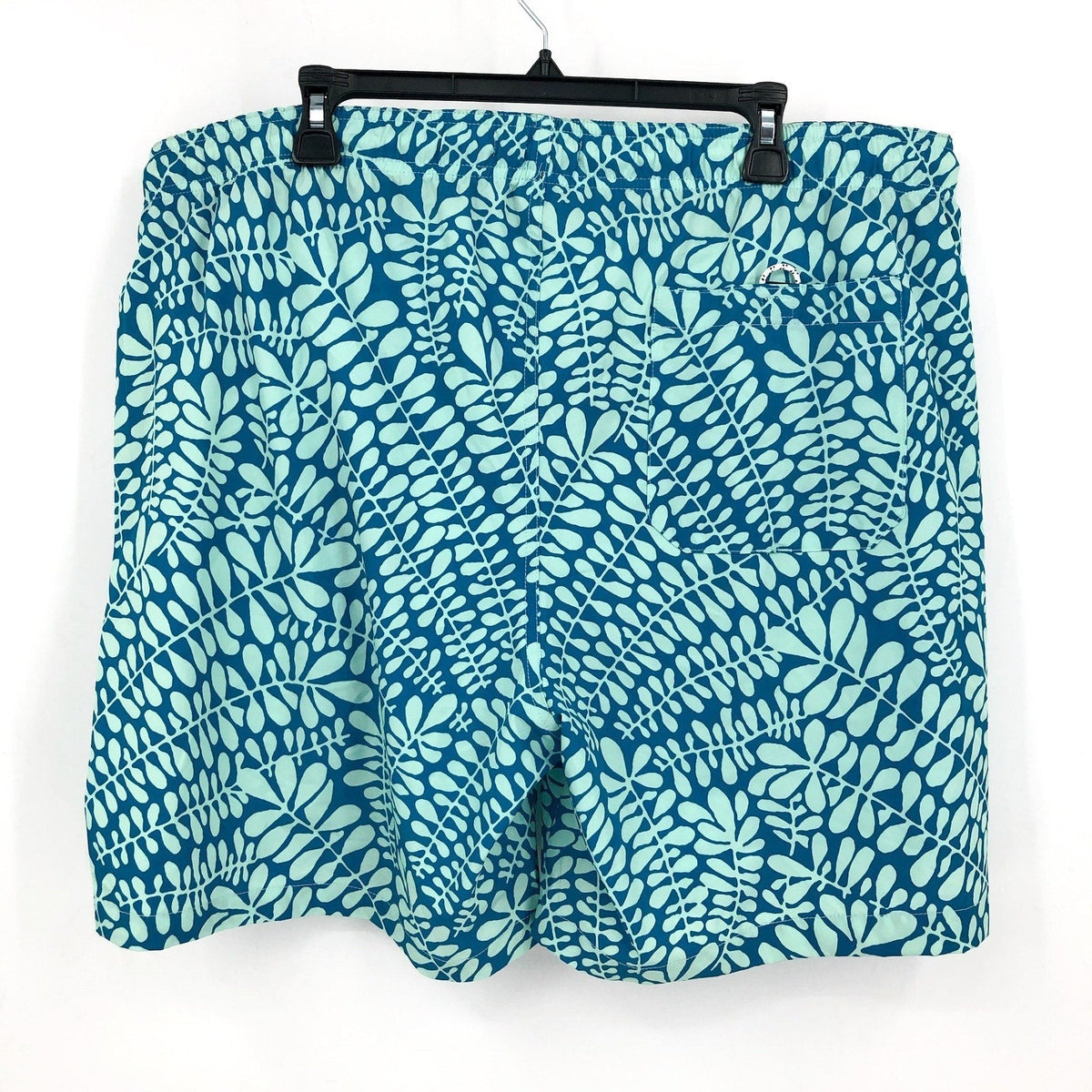 BEN SHERMAN Men's Frond Print Swim Trunks 2XL Blue Aqua Ice Drawstring NWT