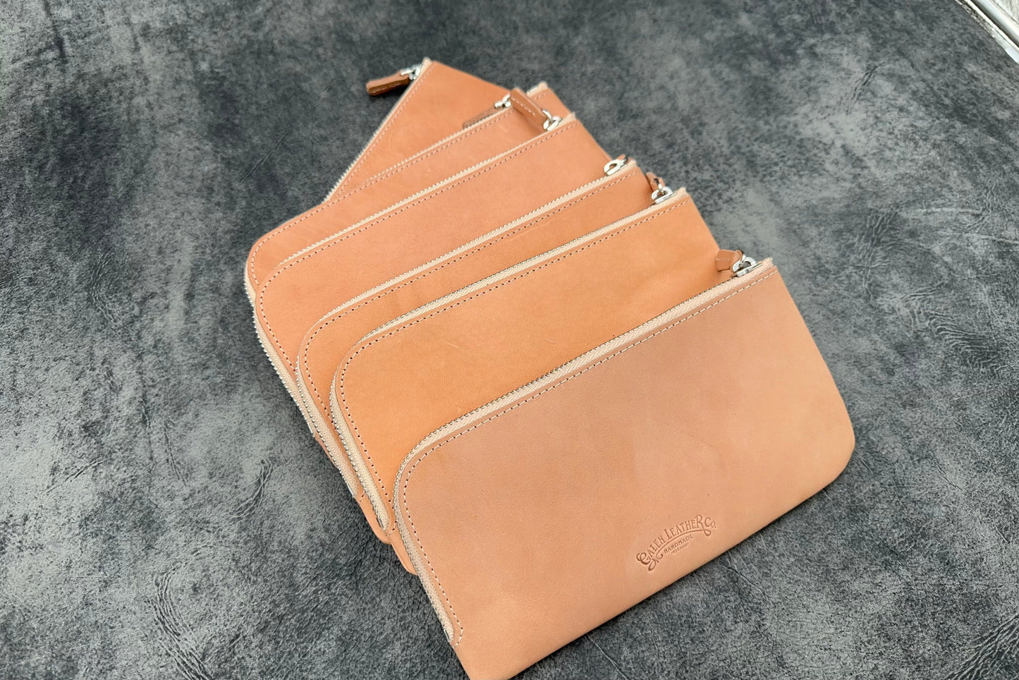 SECONDS Leather Slip-N-Zip 4 Slots Zippered Pen Pouch - Multiple Colors - 2005