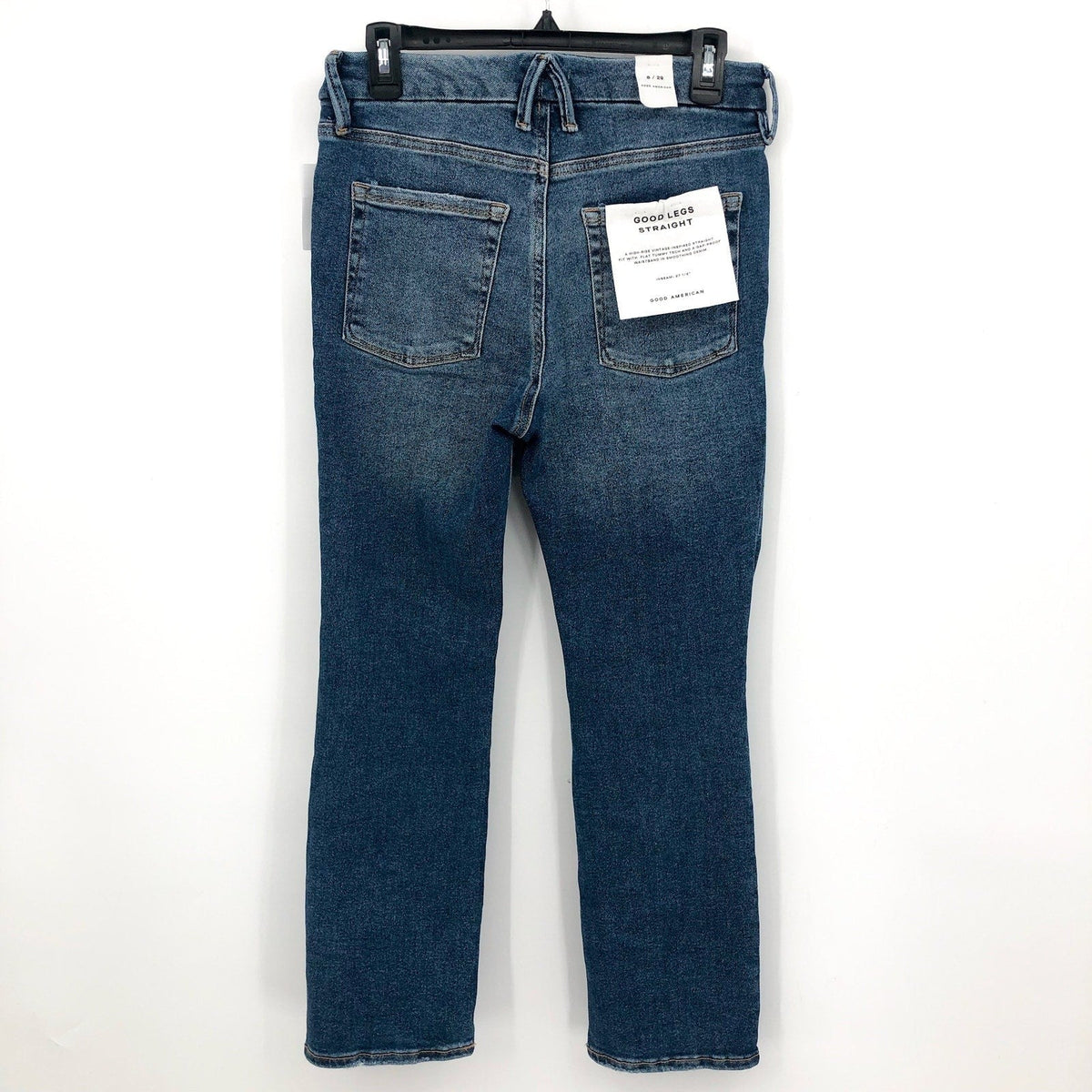GOOD AMERICAN Good Straight Ripped Ankle Jeans Size 29 US 8 Indigo Blue NWT