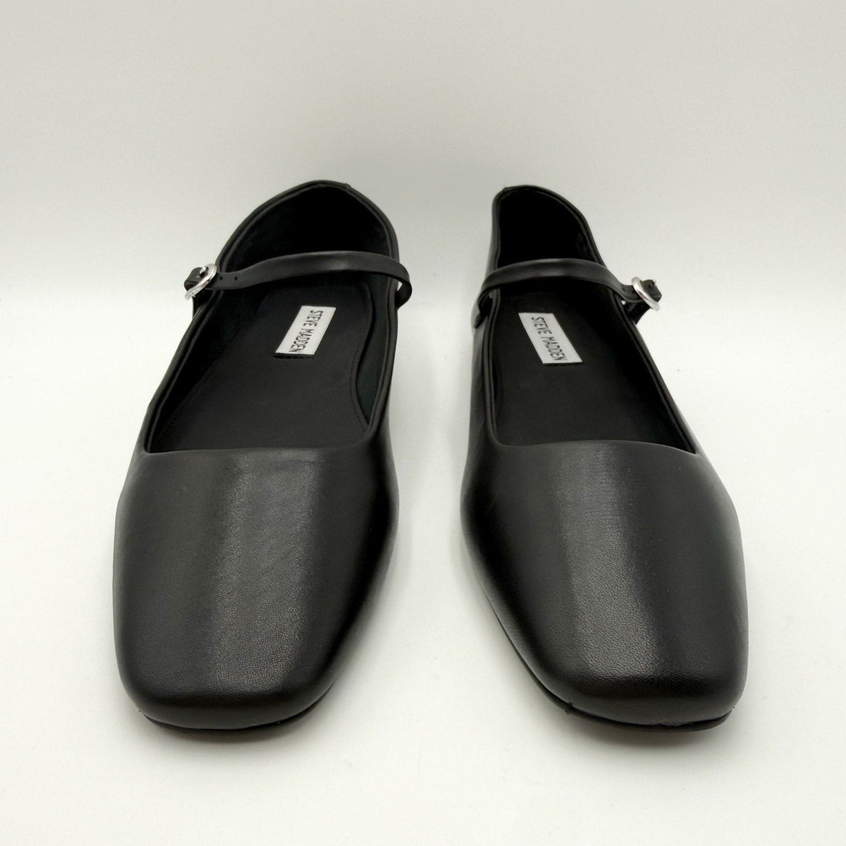 Steve Madden Womens Maple Flats Size 7.5 M Black Leather Mary Jane NWOB