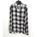 STITCH FIX COSMIC BLUE LOVE Popover Top Shirt Medium Grey White Check NWT