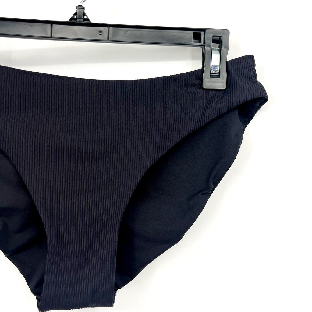 BECCA Women's Modern Edge Shirred American Bikini Bottom Medium Black NWT