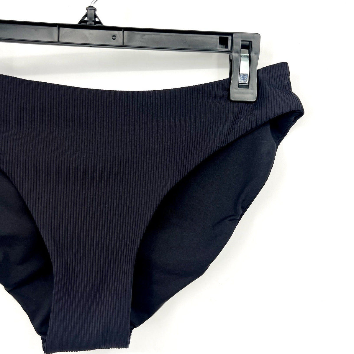 BECCA Women's Modern Edge Shirred American Bikini Bottom Medium Black NWT