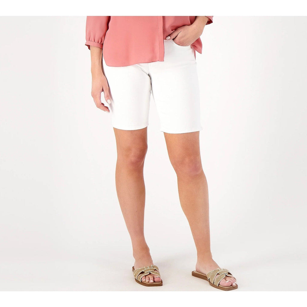 NYDJ Womens Ella Denim Shorts Size 14 PETITE Optic White 8" Inseam NWT