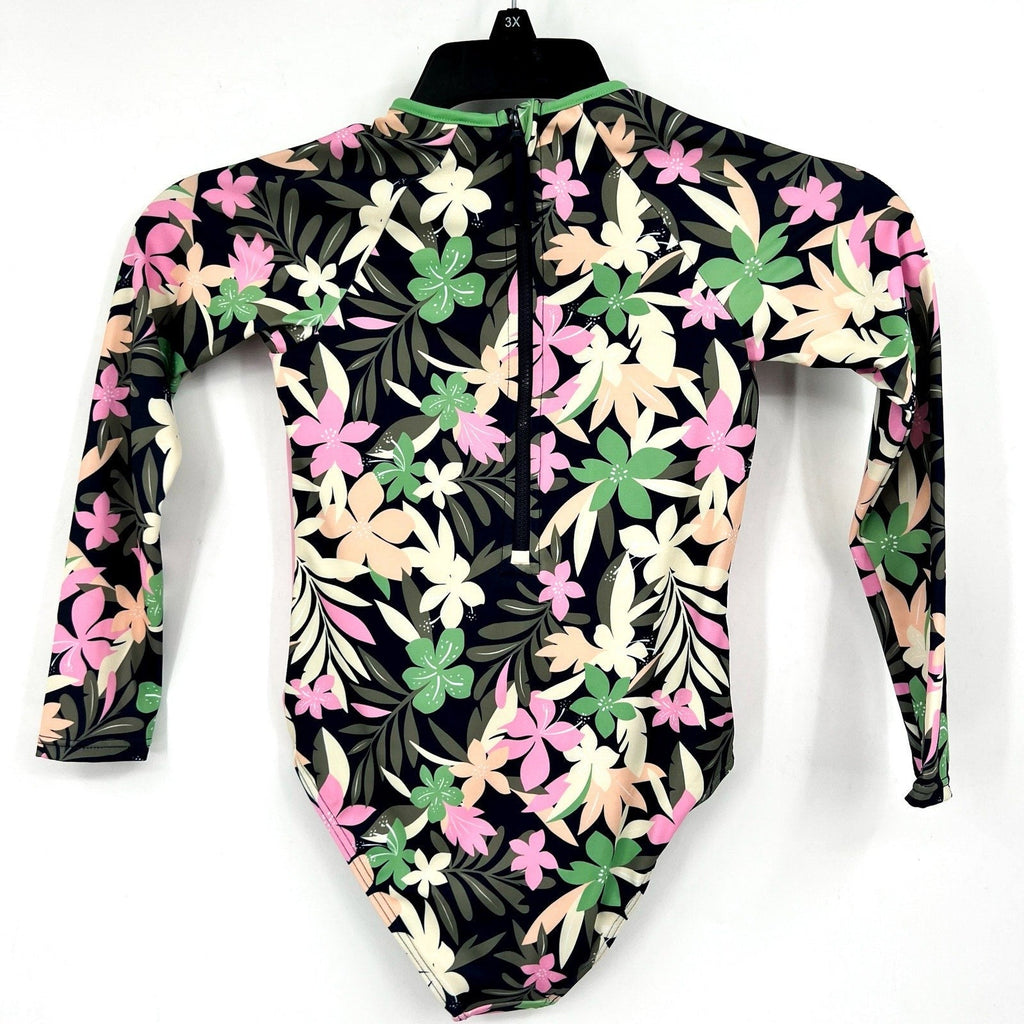 ROXY Girls Ilacabo Swimsuit Surfsuit Medium Navy Blue Floral Long Sleeve NWT