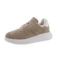 Steve Madden Womens Shereen-Fur Lined Sneakers Size 8 Taupe Tan Suede NIB