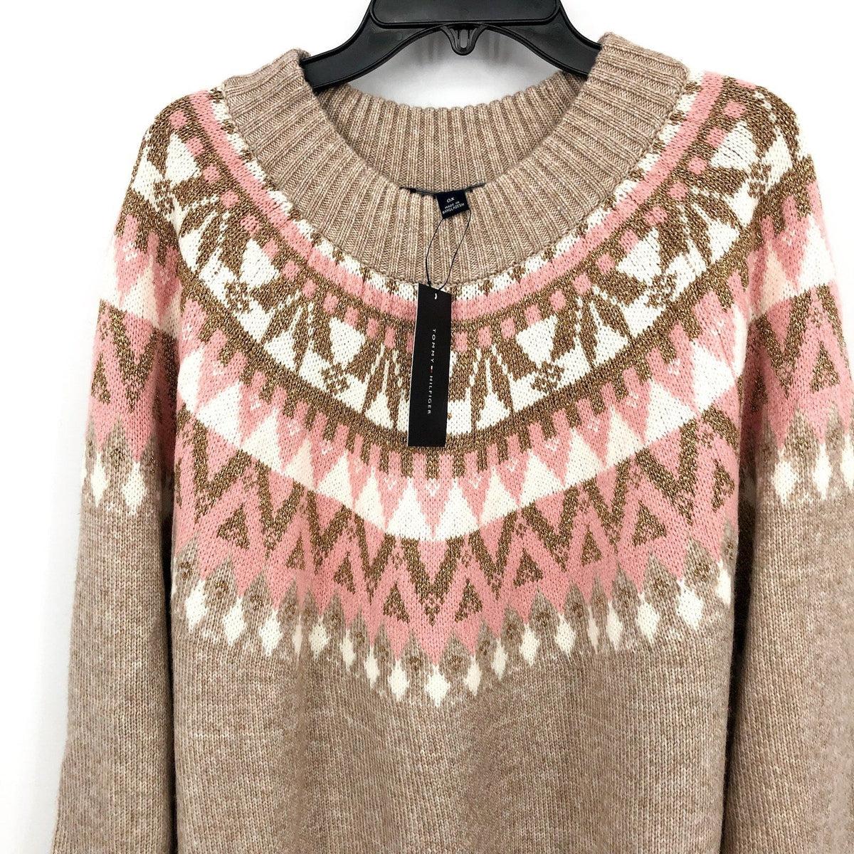 TOMMY HILFIGER Half Snowflake Pullover Sweater 2X Beige Fairisle NWT