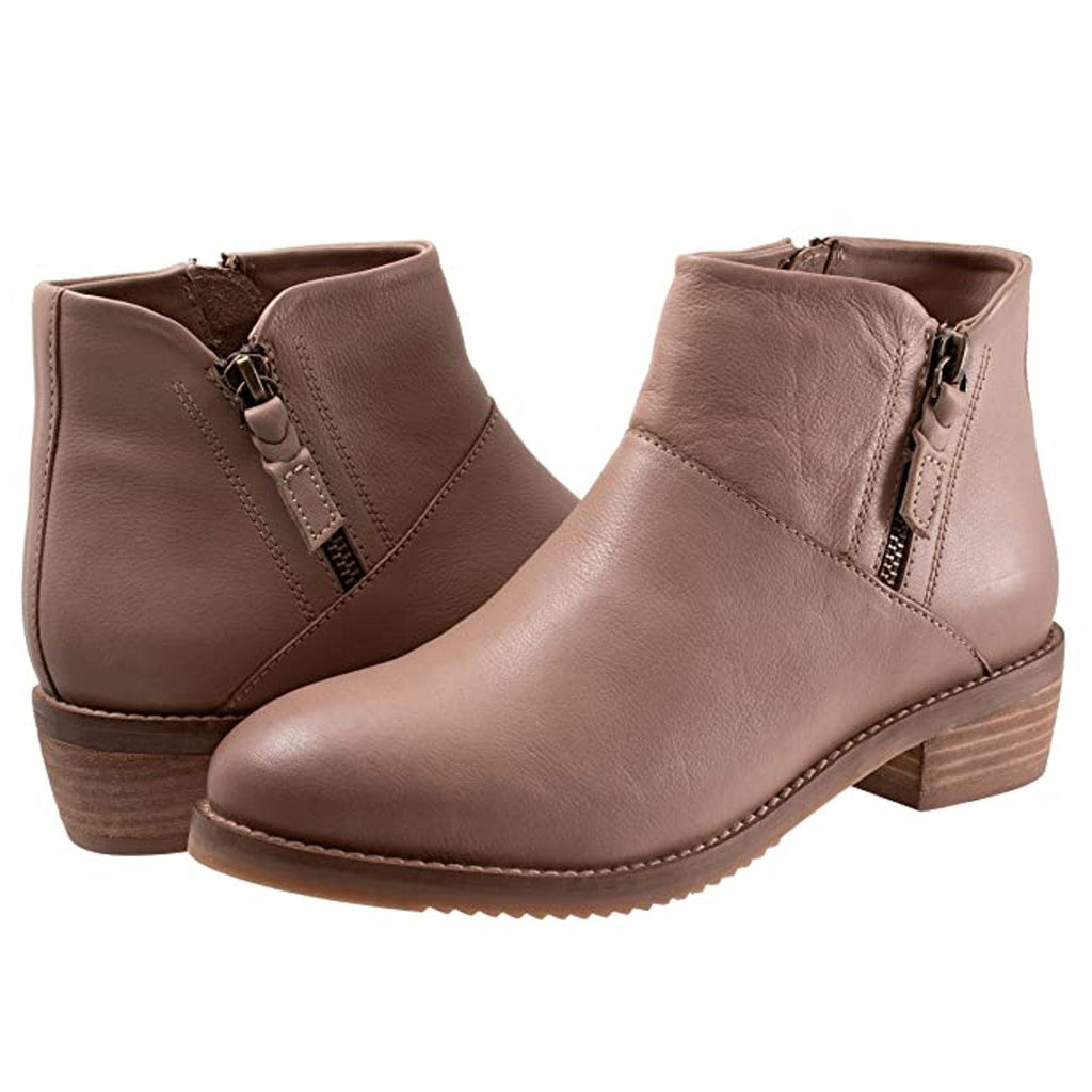 SoftWalk Womens Roselle Ankle Booties Size 8.5 NARROW Stone Tan Leather NWOB