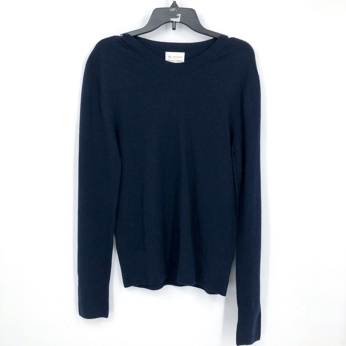 ACTIVE CASHMERE Men's Cashmere Sweater Small Navy Blue Long Sleeve NWT