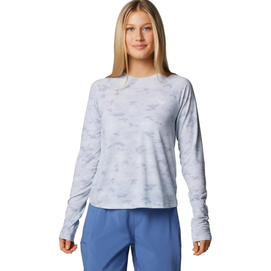 Columbia Womens PFG Uncharted Knit Long Sleeve Tee Small Grey UPF NWT