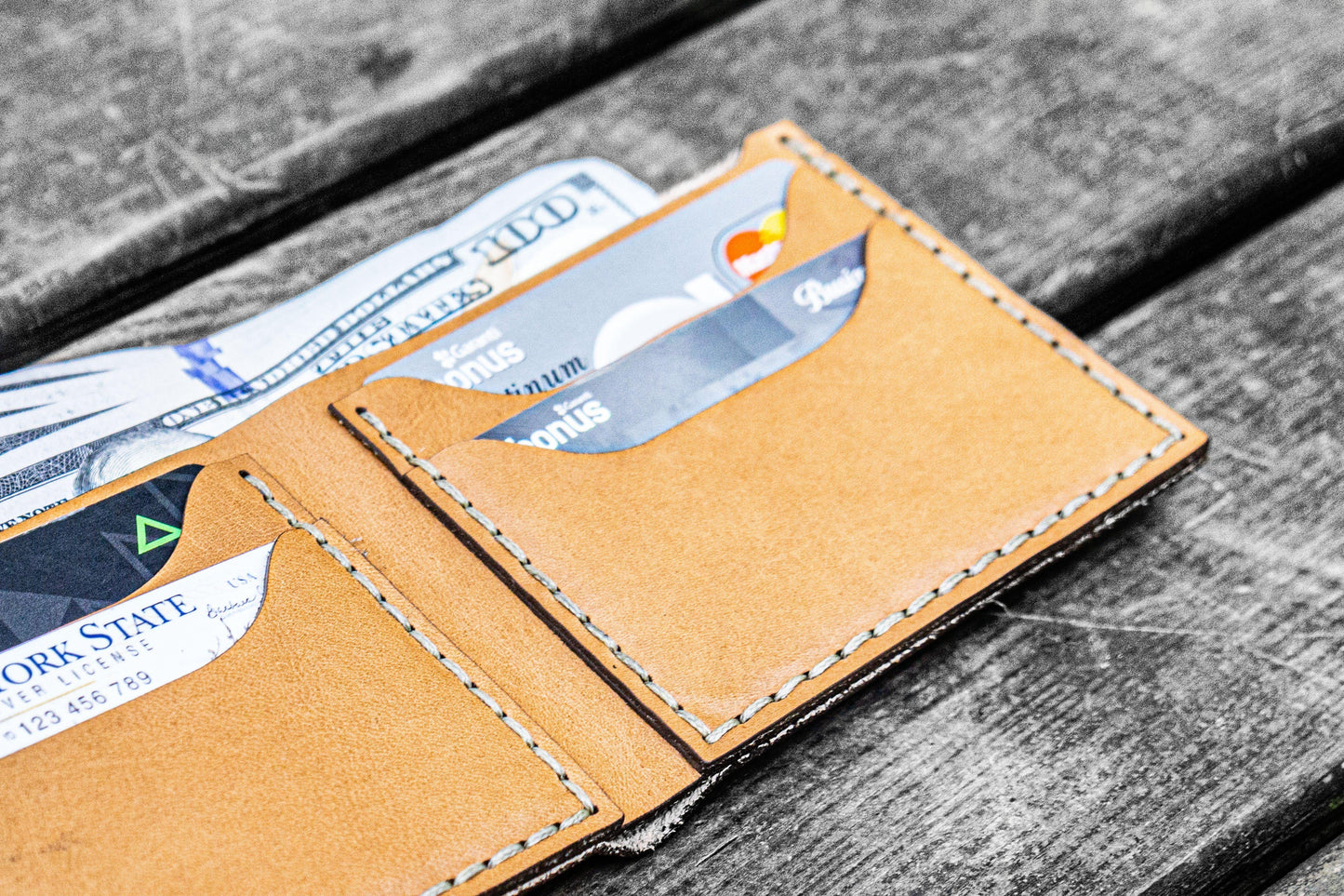 No.48 Personalized Handmade Leather Wallet - Undyed Leather