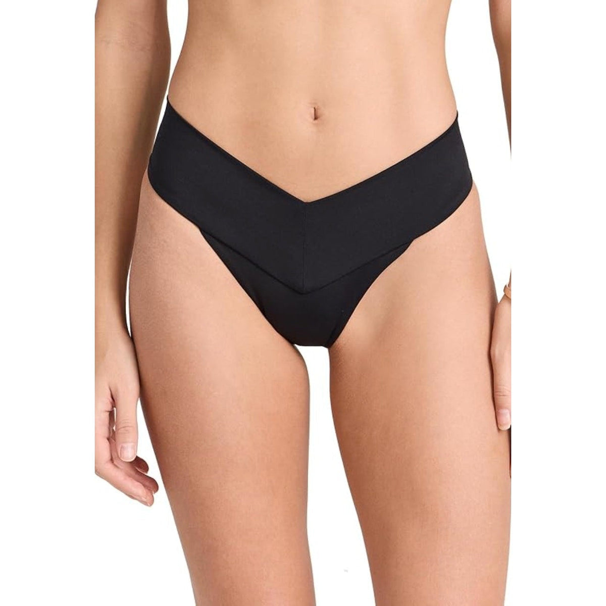 L*SPACE Women's Quinn Classic Bikini Bottom XS Black V Front NWT