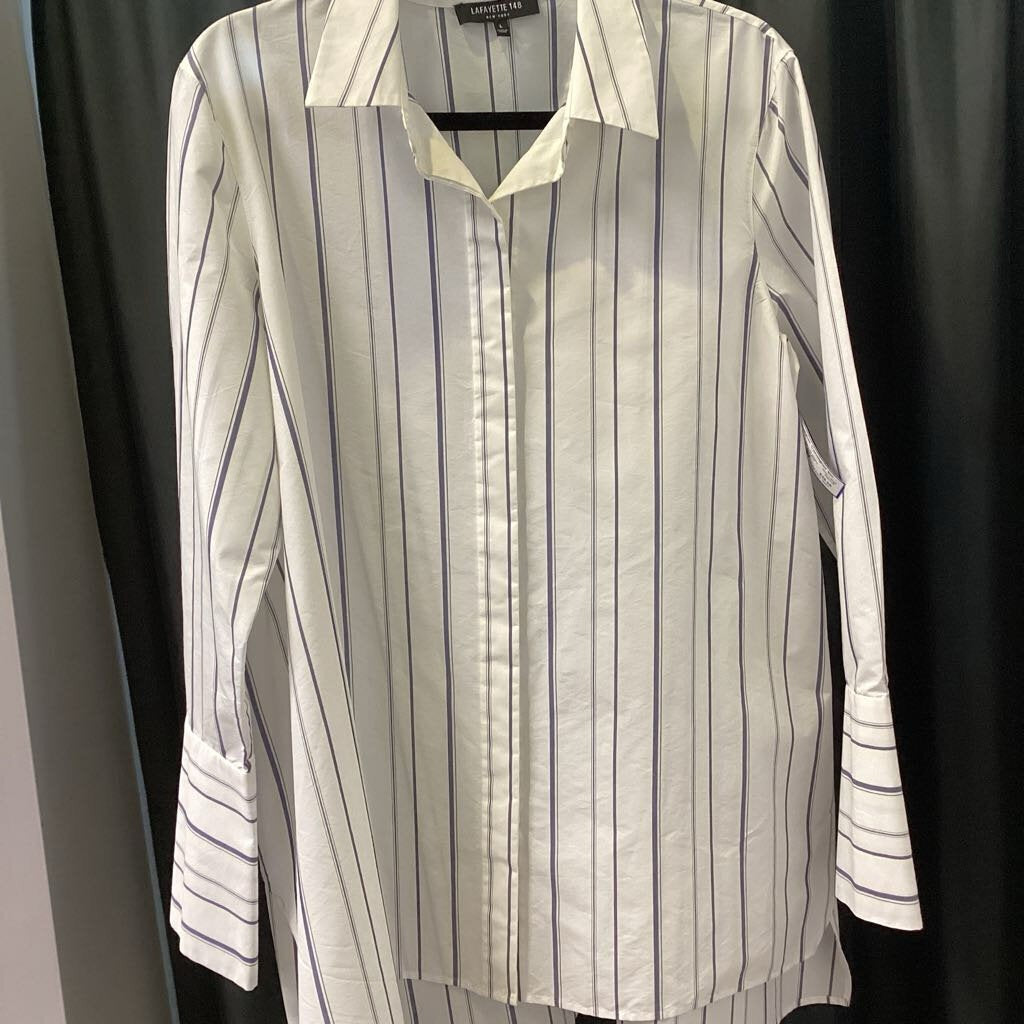 Lafayette 148 L/S Stripe Button Down TOPS Large