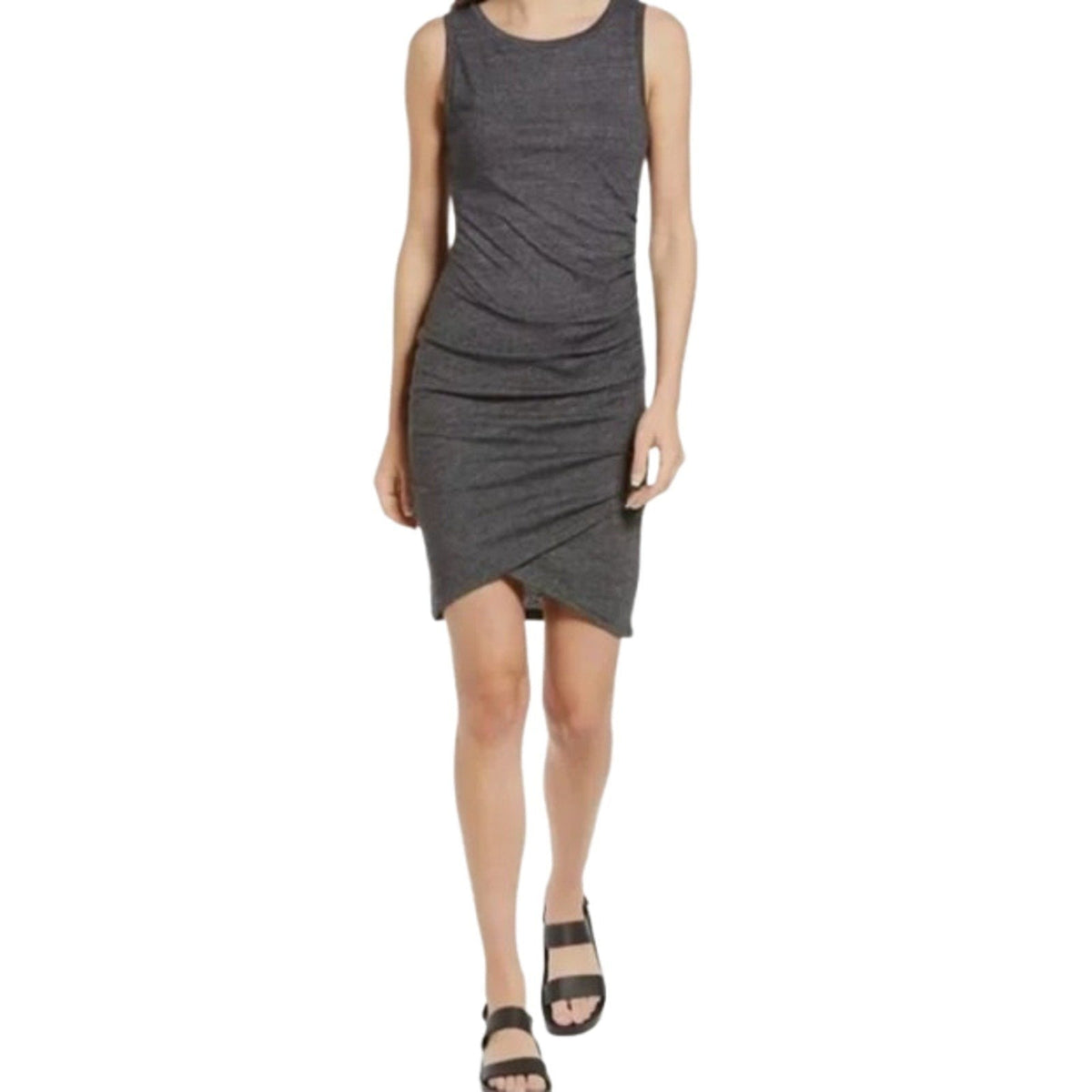 TREASURE & BOND Ruched Jersey Tank Dress XS Gray Blue Sleeveless NWT
