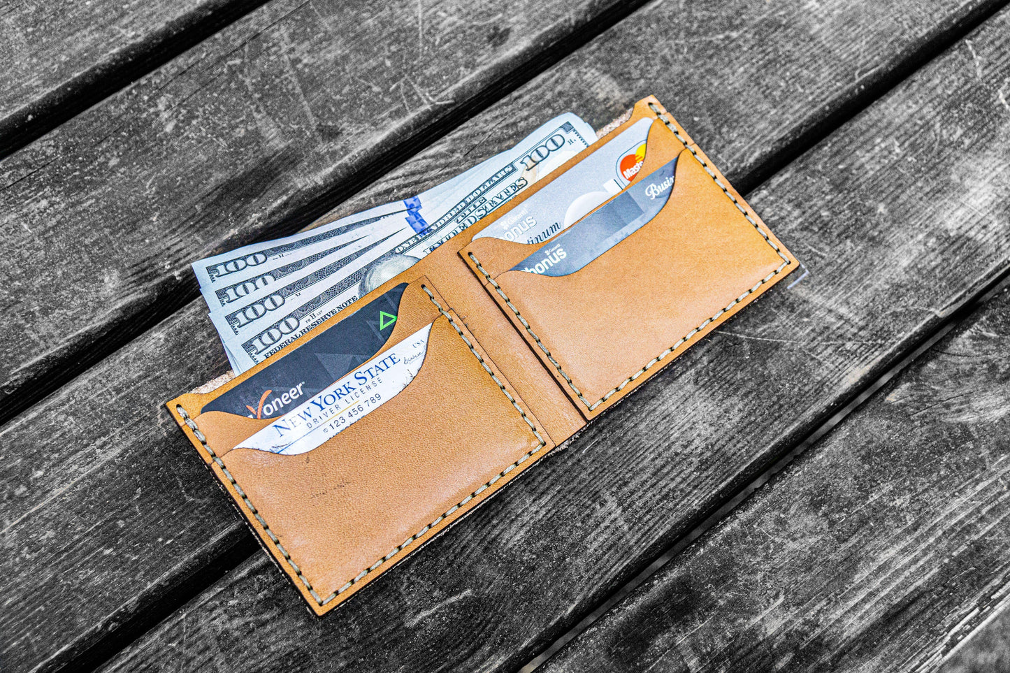 No.48 Personalized Handmade Leather Wallet - Undyed Leather