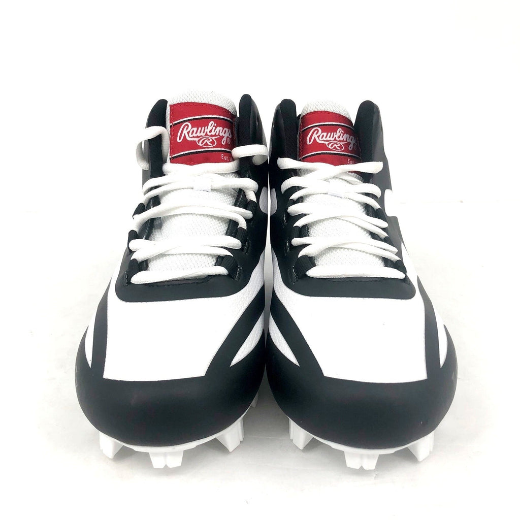 Rawlings Mens Rookie Mid Baseball Cleats Size 10.5D White Black NWOB
